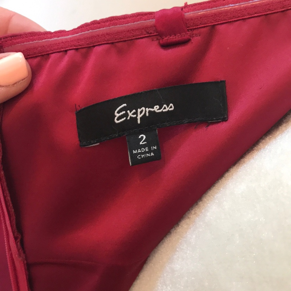 Express Silk Ruched Strapless Red Dress - Sz 2 - Picture 7 of 8